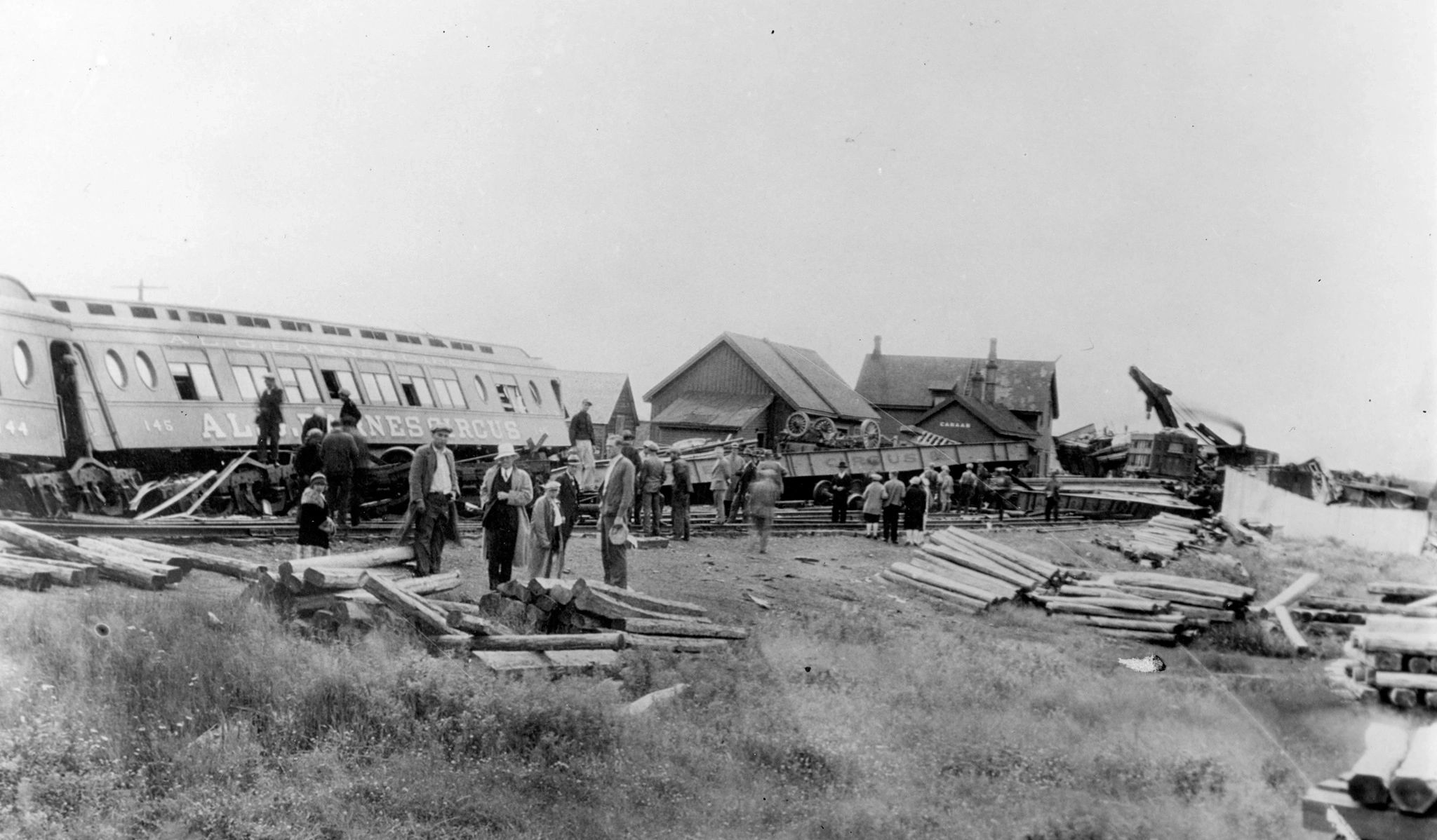 The wreck after the Moncton Circus Train Crash. Photo courtesy of the Provincial Archives of New Brunswick MC/P2114-350-5